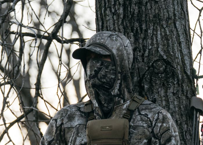 Vergence Jacket field photo showing facemask and hood