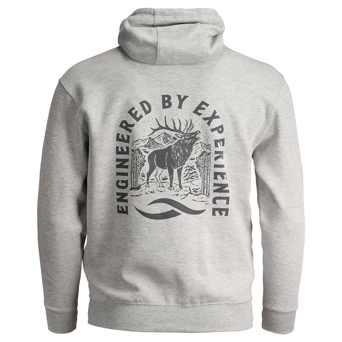 TUO Arch Elk Hoodie in heathered grey back view